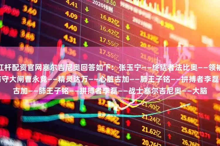 杠杆配资官网塞尔吉尼奥回答如下：　　张玉宁——终结者　　法比奥——领袖　　韩佳奇——城墙　　吴少聪——防守大闸　　曹永竞——精灵　　达万——心脏　　古加——肺　　王子铭——拼搏者　　李磊——战士　　塞尔吉尼奥——大脑